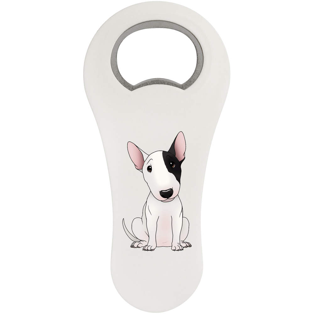 'Sitting Bull Terrier' Magnetic Bottle Opener / Fridge Magnet - Flat Bar Tool for Beer, Soft Drinks, Kitchens and Home Bars (BO00092116)