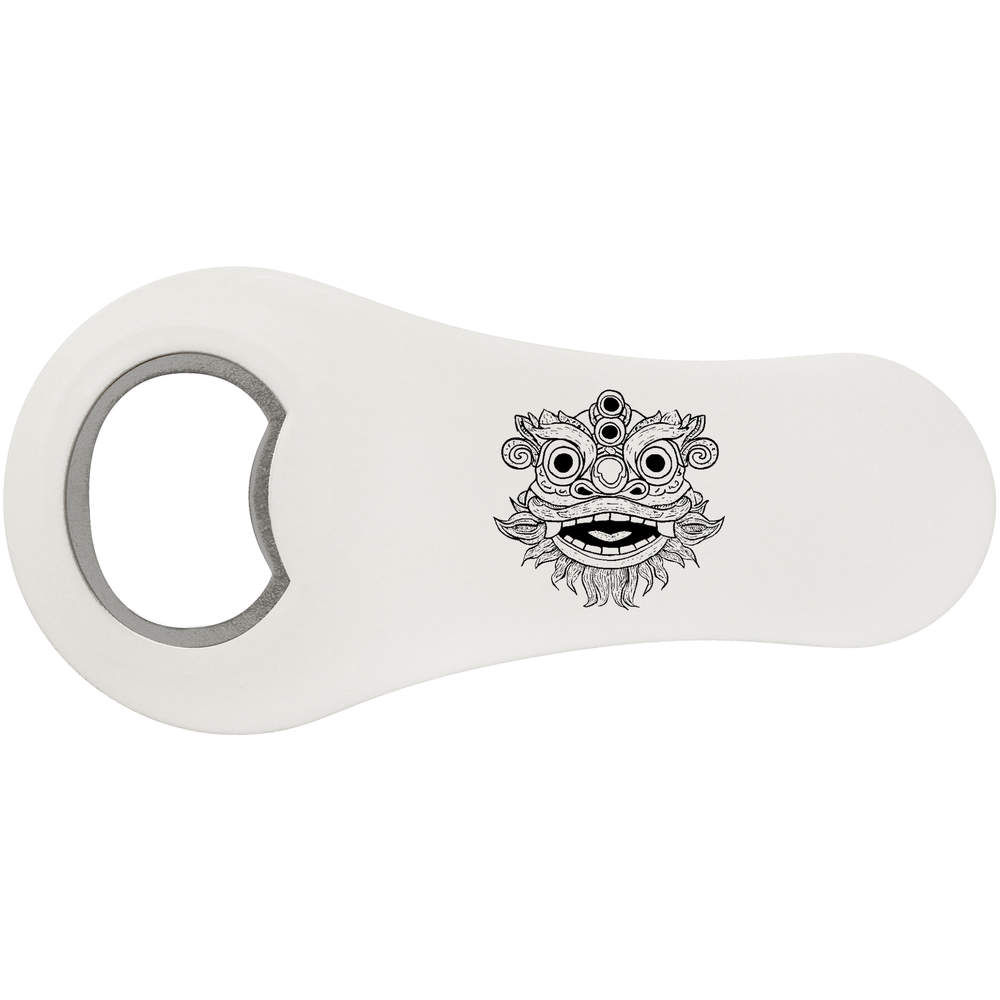 'Chinese Lion Mask' Magnetic Bottle Opener / Fridge Magnet - Flat Bar Tool for Beer, Soft Drinks, Kitchens and Home Bars (BO00093865)