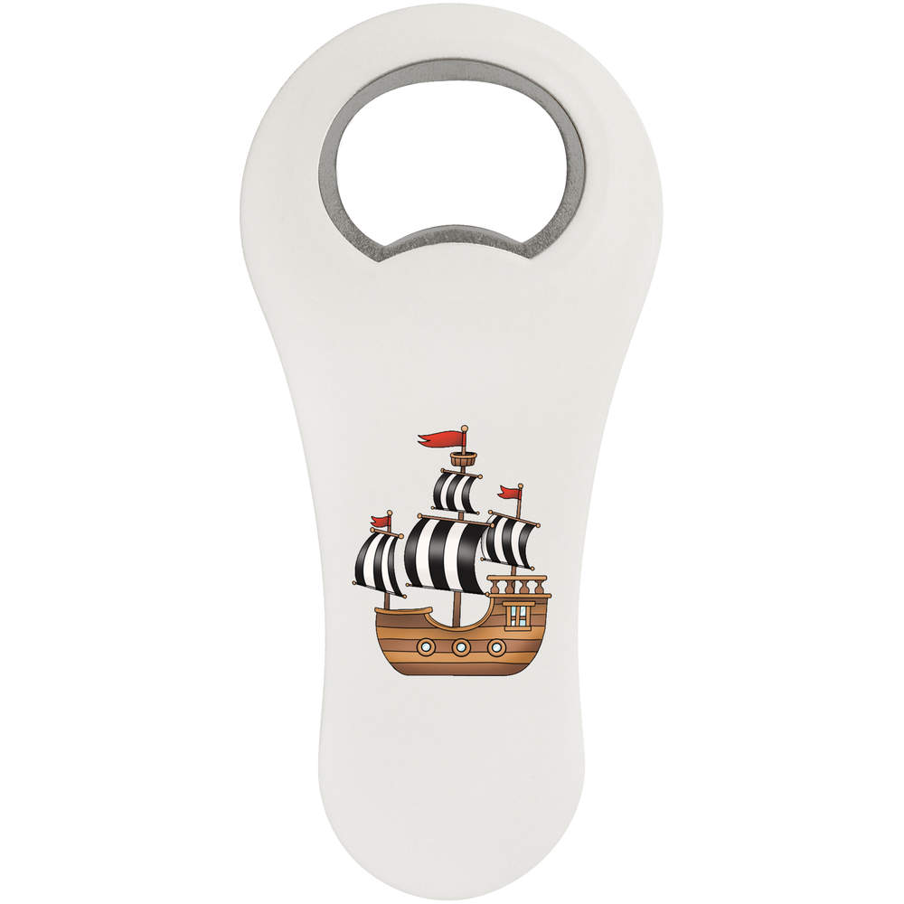 'Pirate Ship' Magnetic Bottle Opener / Fridge Magnet - Flat Bar Tool for Beer, Soft Drinks, Kitchens and Home Bars (BO00093896)
