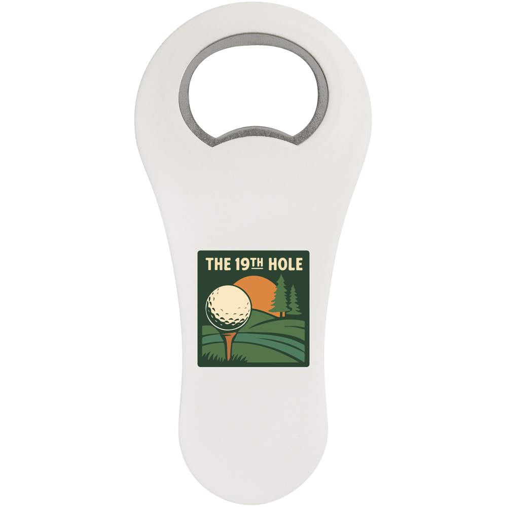 'The 19th Hole Golf' Magnetic Bottle Opener / Fridge Magnet - Flat Bar Tool for Beer, Soft Drinks, Kitchens and Home Bars (BO00095027)