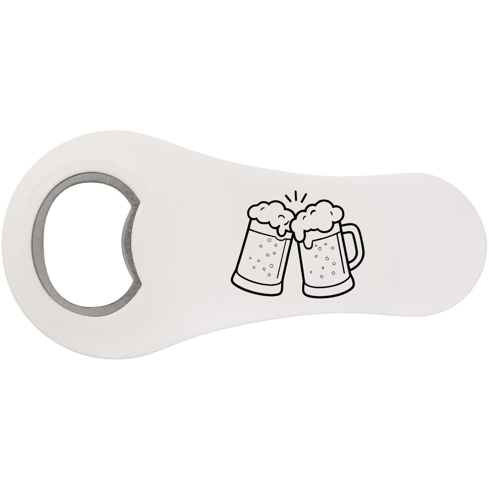 'Clinking Beer Tankards' Magnetic Bottle Opener / Fridge Magnet - Flat Bar Tool for Beer, Soft Drinks, Kitchens and Home Bars (BO00095843)