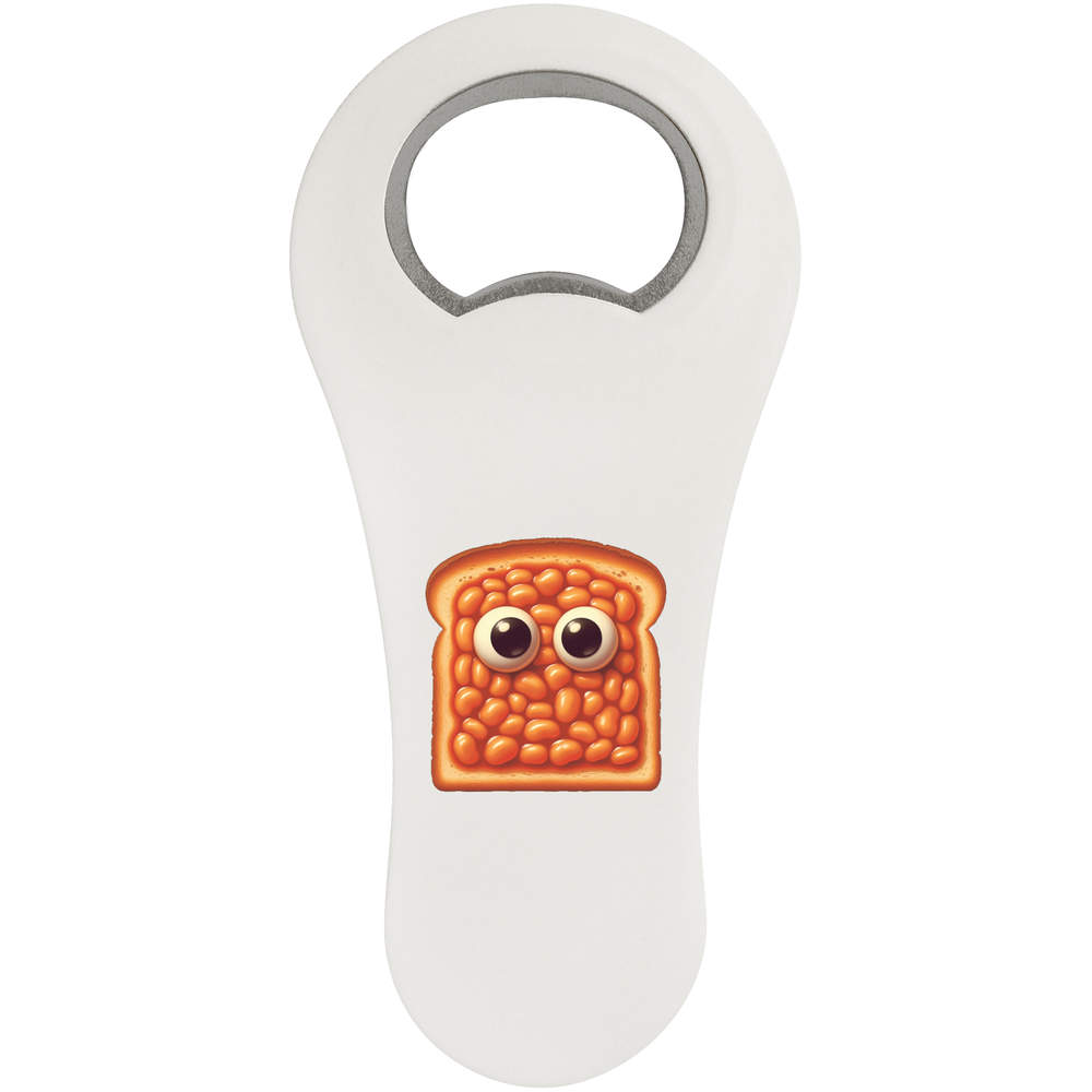 'Funny Beans On Toast' Magnetic Bottle Opener / Fridge Magnet - Flat Bar Tool for Beer, Soft Drinks, Kitchens and Home Bars (BO00096525)