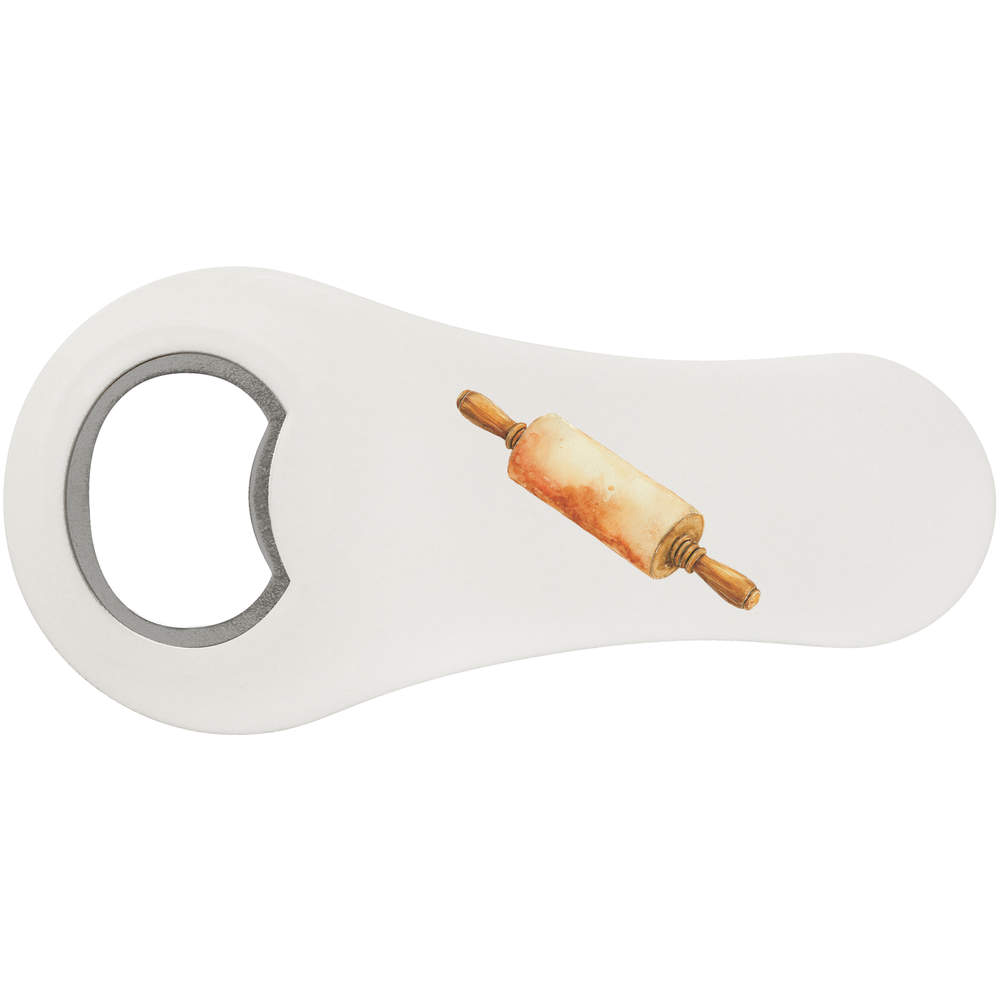 'Wooden Rolling Pin' Magnetic Bottle Opener / Fridge Magnet - Flat Bar Tool for Beer, Soft Drinks, Kitchens and Home Bars (BO00097361)