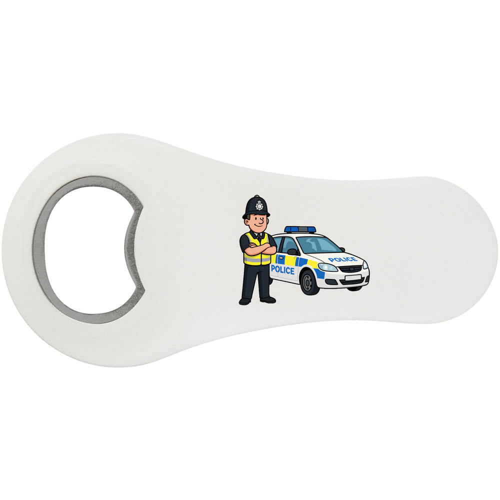 'Police Officer & Car' Magnetic Bottle Opener / Fridge Magnet - Flat Bar Tool for Beer, Soft Drinks, Kitchens and Home Bars (BO00098224)