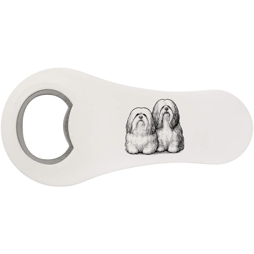 'Two Lhasa Apso Dogs' Magnetic Bottle Opener / Fridge Magnet - Flat Bar Tool for Beer, Soft Drinks, Kitchens and Home Bars (BO00099168)