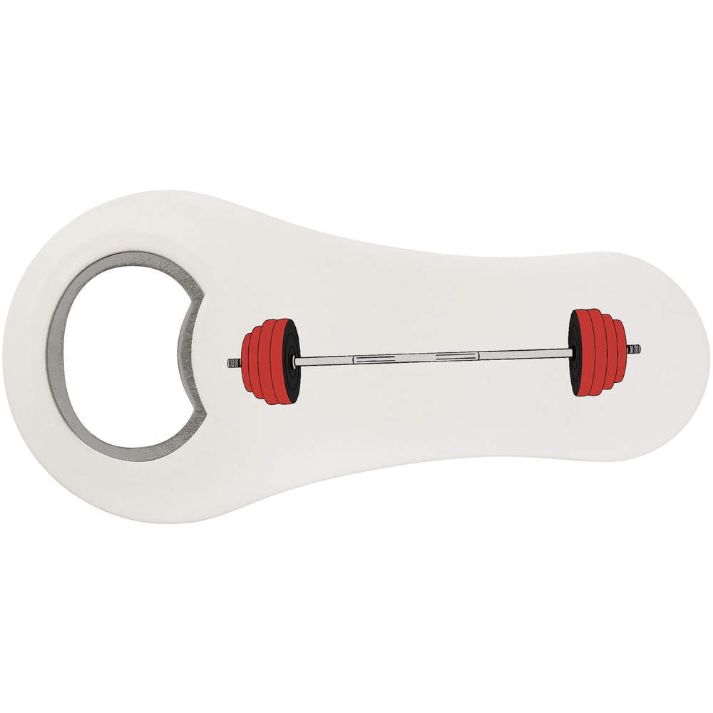 'Barbell Fitness Gym' Magnetic Bottle Opener / Fridge Magnet - Flat Bar Tool for Beer, Soft Drinks, Kitchens and Home Bars (BO00099889)