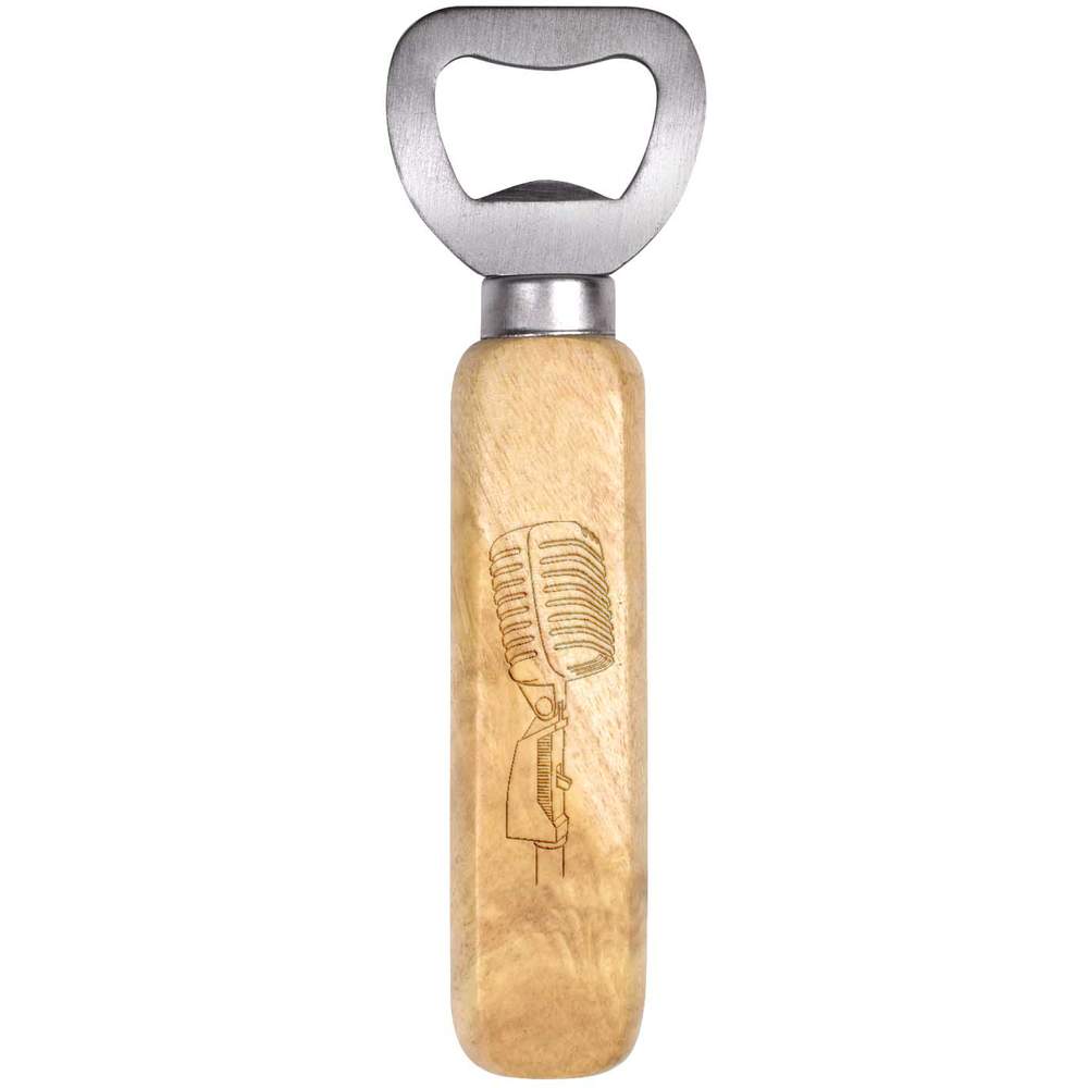 'Retro Microphone' Wooden Bottle Opener (BO00049958)