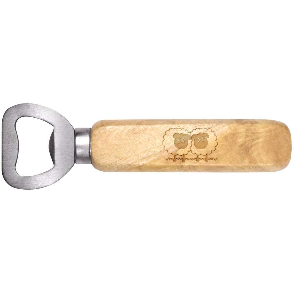 'Pair Of Sheep' Wooden Bottle Opener - Cute Farm Wool Animals Cartoon - Handheld Bar Tool for Beer, Soft Drinks, Kitchens and Home Bars (BO00050390)
