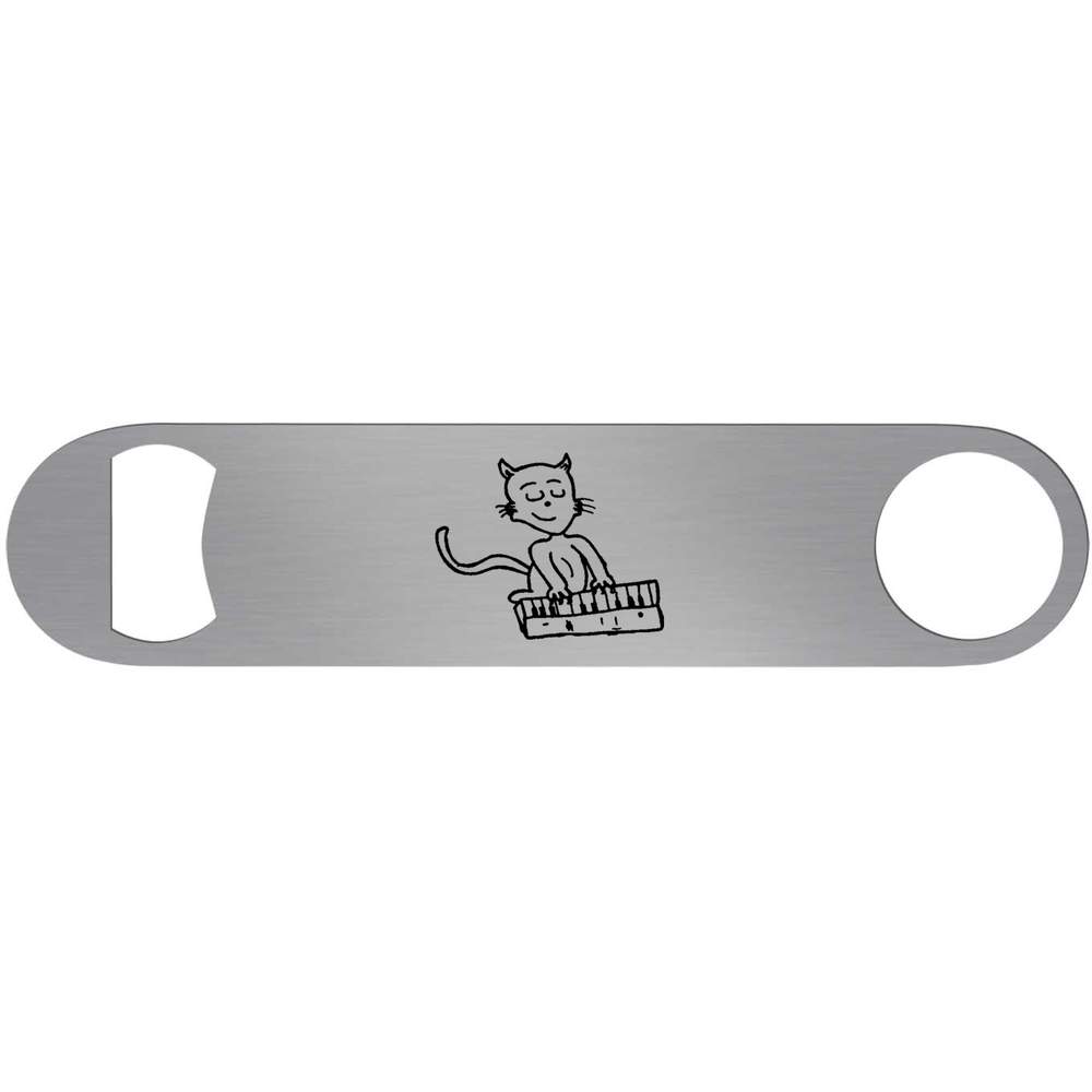 'Cat Playing Piano' Bar Blade Bottle Opener (BR00009476)