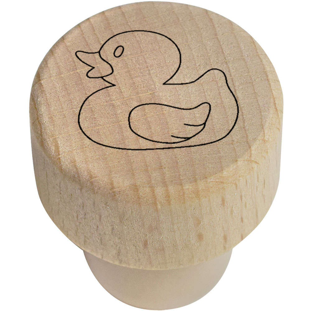 'Rubber Duck' Wooden Bottle Stopper / Cork - 19mm - Reusable Wooden Wine Sealer / Cork for Kitchens, Bars and Bottle Gifts (BS00004295)