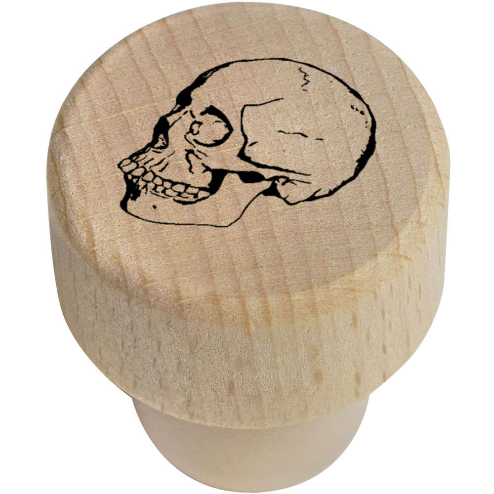19mm 'Skull Side' Wooden Bottle Stopper / Cork (BS00007955)