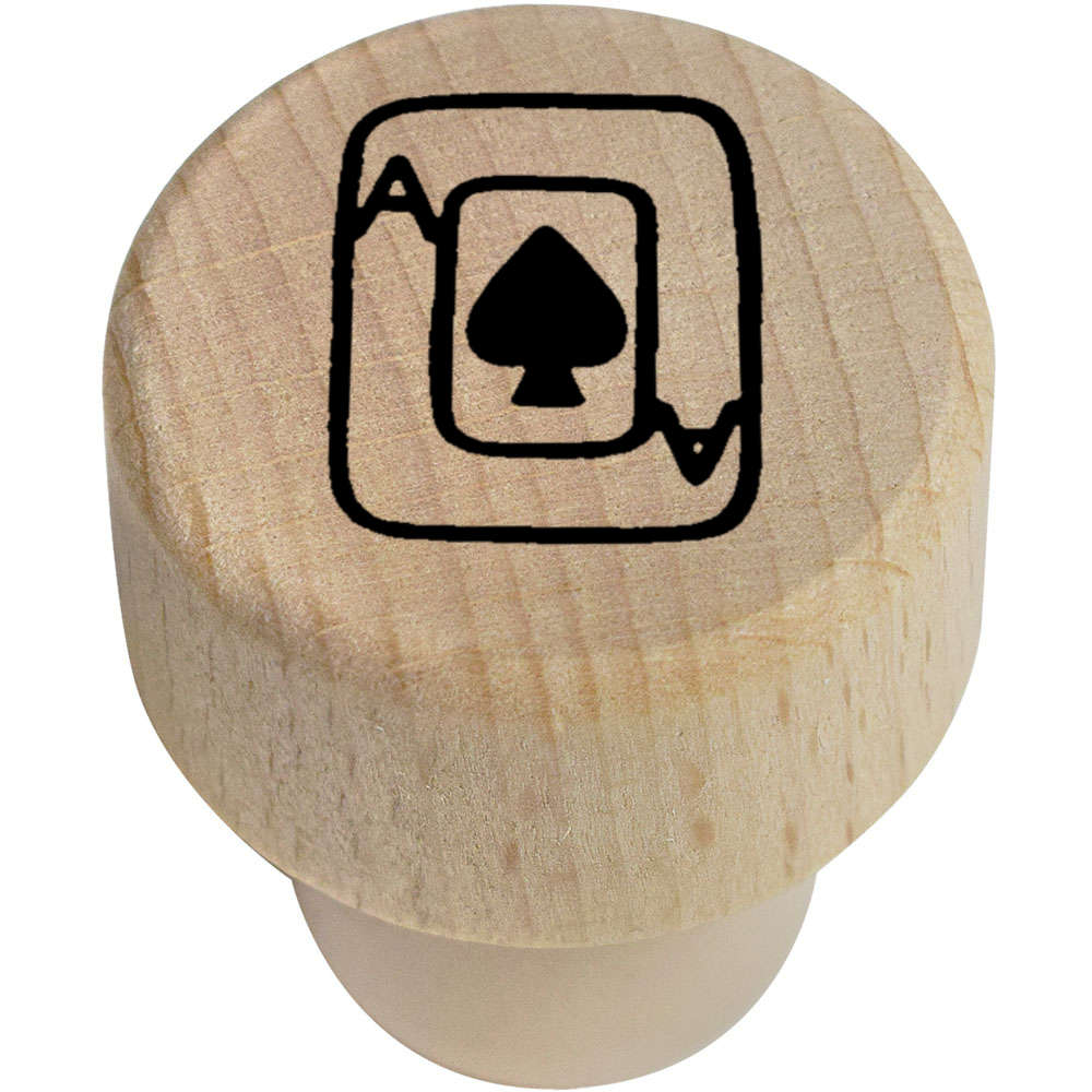 19mm 'Ace Of Spades' Wooden Bottle Stopper / Cork (BS00011355)