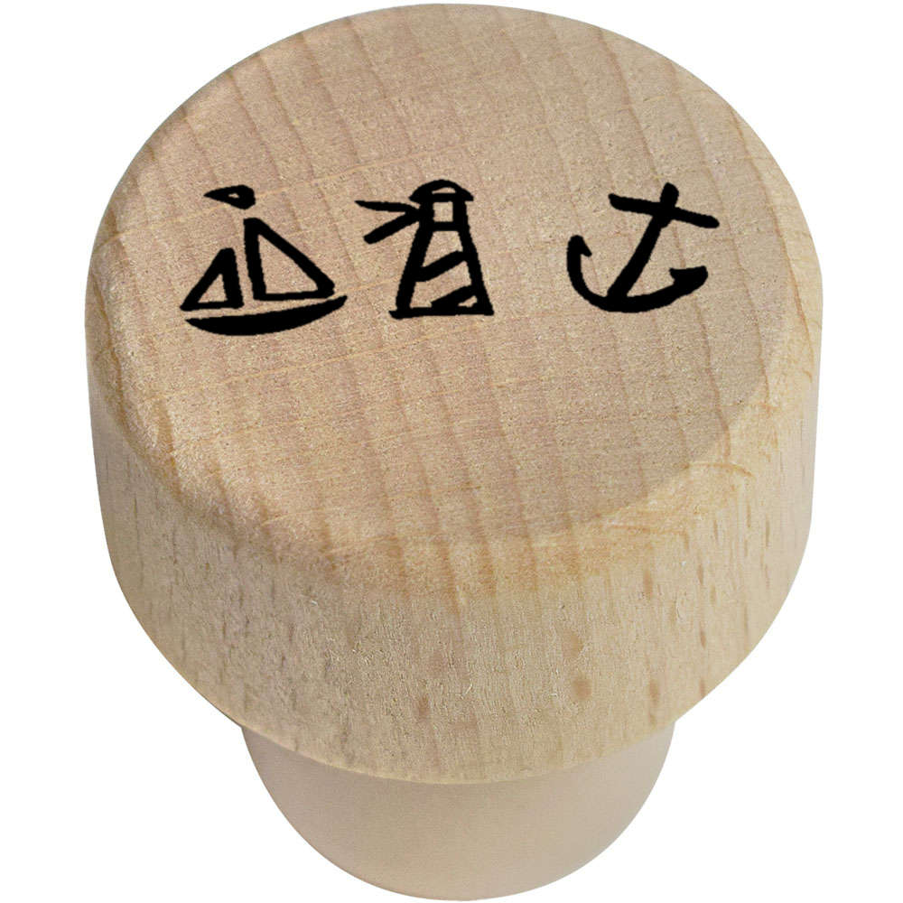 19mm 'Nautical Icons' Wooden Bottle Stopper / Cork (BS00013874)