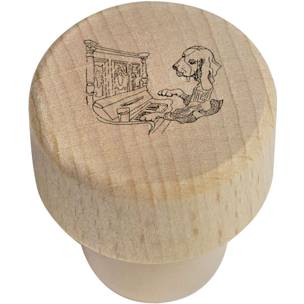19mm 'Dog Playing Piano' Wooden Bottle Stopper / Cork (BS00015241)