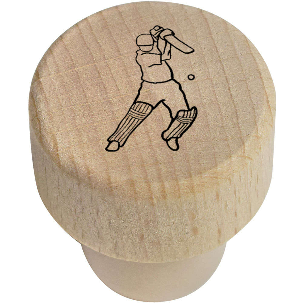 19mm 'Cricket Shot' Wooden Bottle Stopper / Cork (BS00016331)