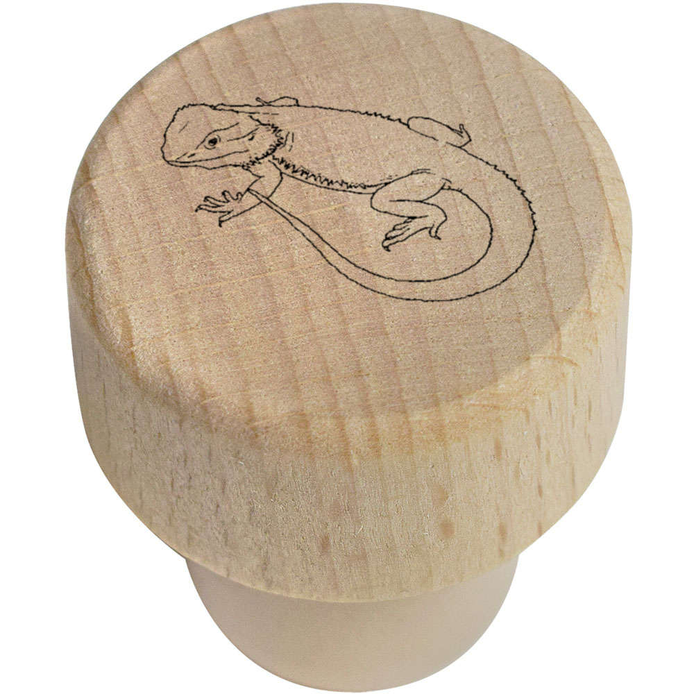19mm 'Bearded Dragon' Wooden Bottle Stopper / Cork (BS00019406)