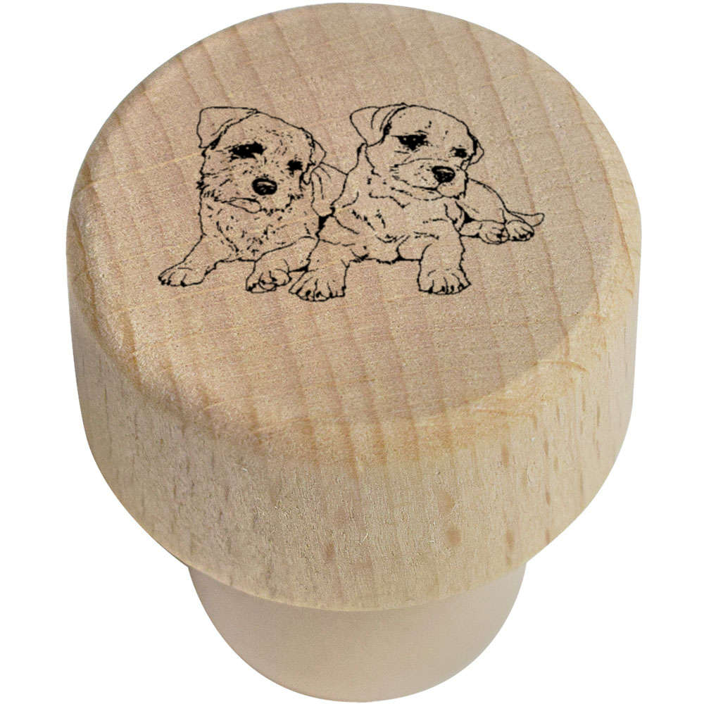 19mm 'Border Terriers' Wooden Bottle Stopper / Cork (BS00019458)