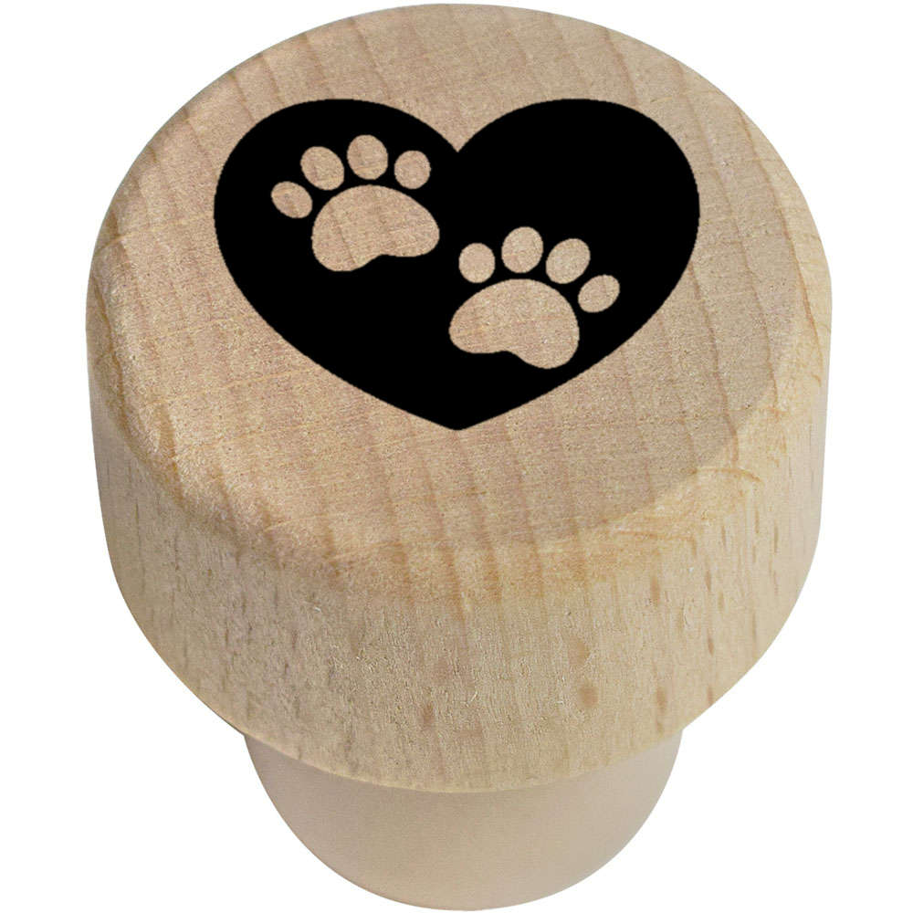 19mm 'Pawprint Heart' Wooden Bottle Stopper / Cork (BS00020066)