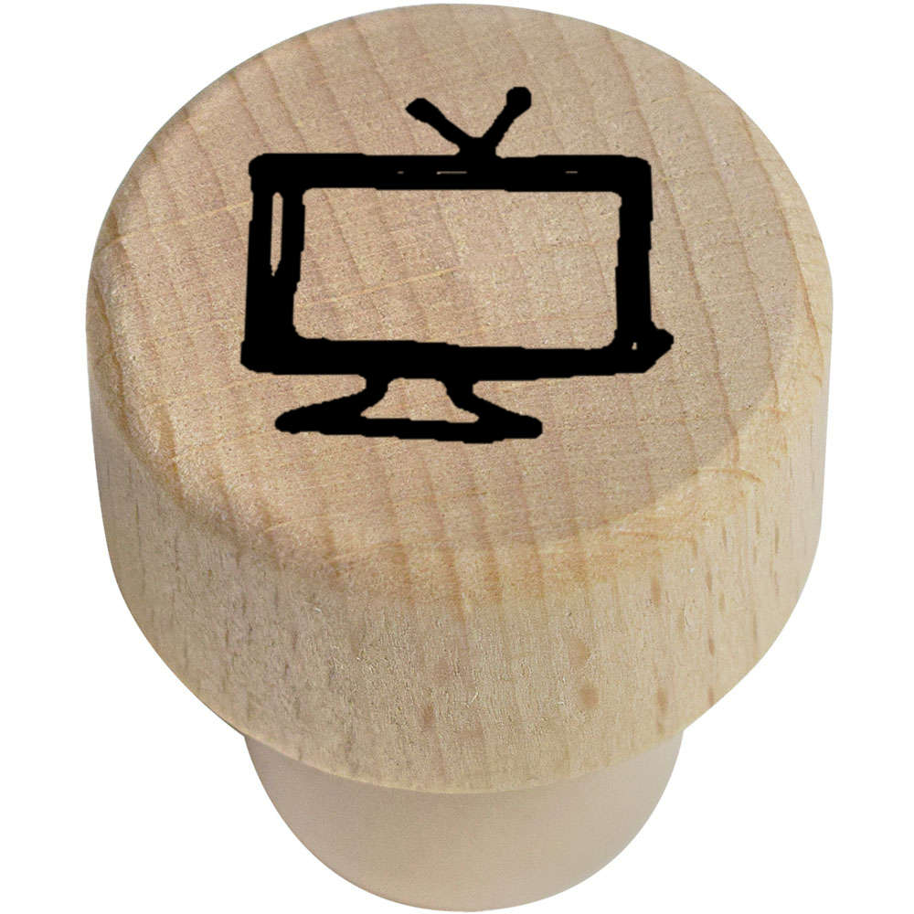 19mm 'Television' Wooden Bottle Stopper / Cork (BS00020632)