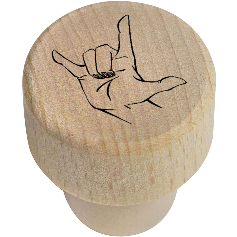 19mm 'Sign Language Love' Wooden Bottle Stopper / Cork (BS00020915)
