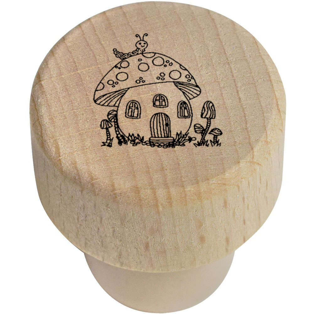 19mm 'Toadstool House' Wooden Bottle Stopper / Cork (BS00021489)