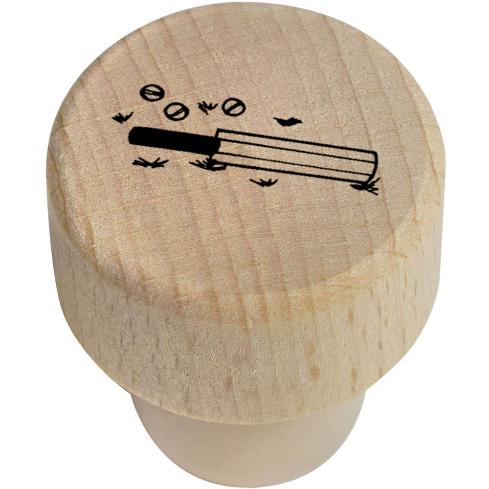 19mm 'Cricket Bat & Balls' Wooden Bottle Stopper / Cork (BS00021842)