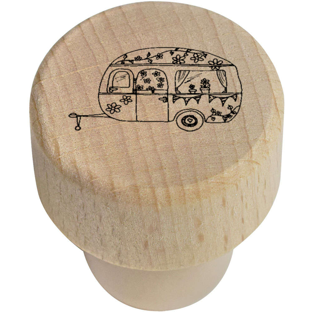 19mm 'Floral Caravan' Wooden Bottle Stopper / Cork (BS00022725)