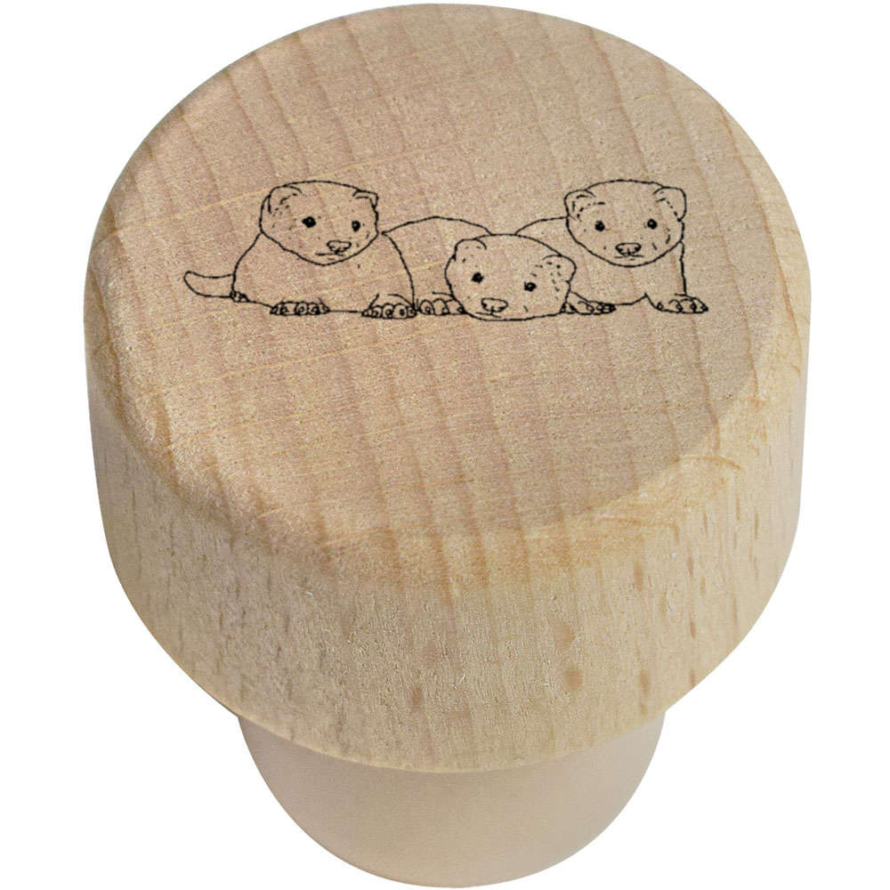 19mm 'Baby Ferrets' Wooden Bottle Stopper / Cork (BS00022874)
