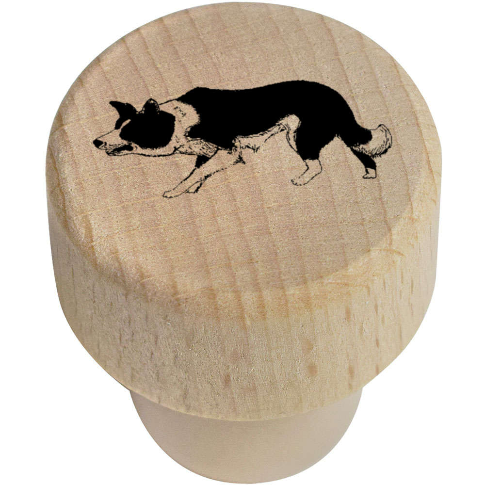 19mm 'Border Collie' Wooden Bottle Stopper / Cork (BS00023415)