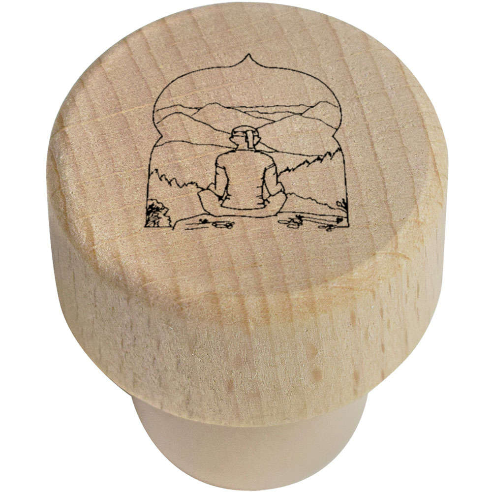 19mm 'Meditation Man' Wooden Bottle Stopper / Cork (BS00023441)