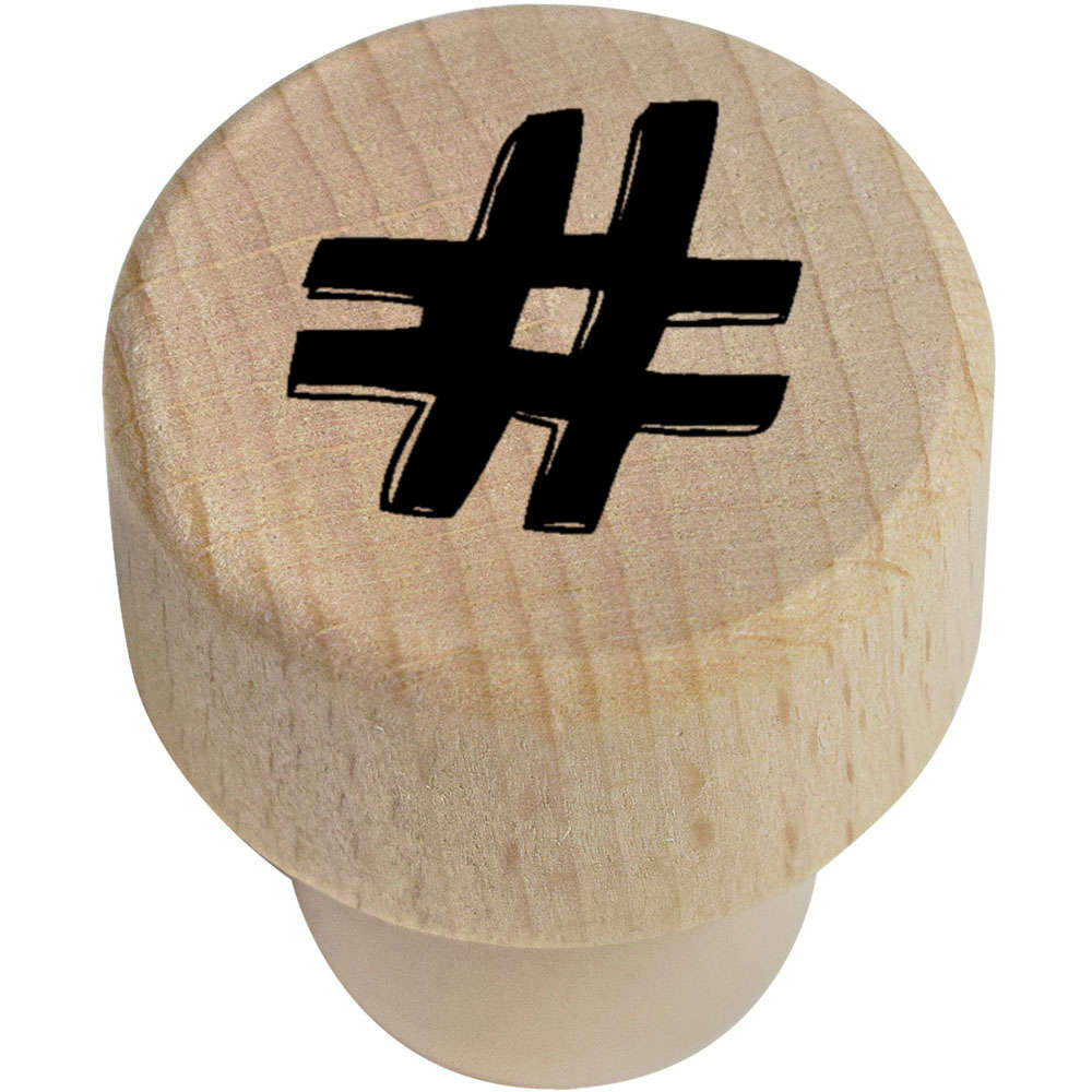 19mm 'Hash Tag' Wooden Bottle Stopper / Cork (BS00023867)