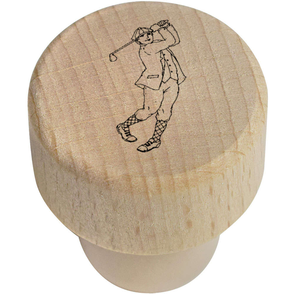 19mm 'Golf Swing' Wooden Bottle Stopper / Cork (BS00023905)
