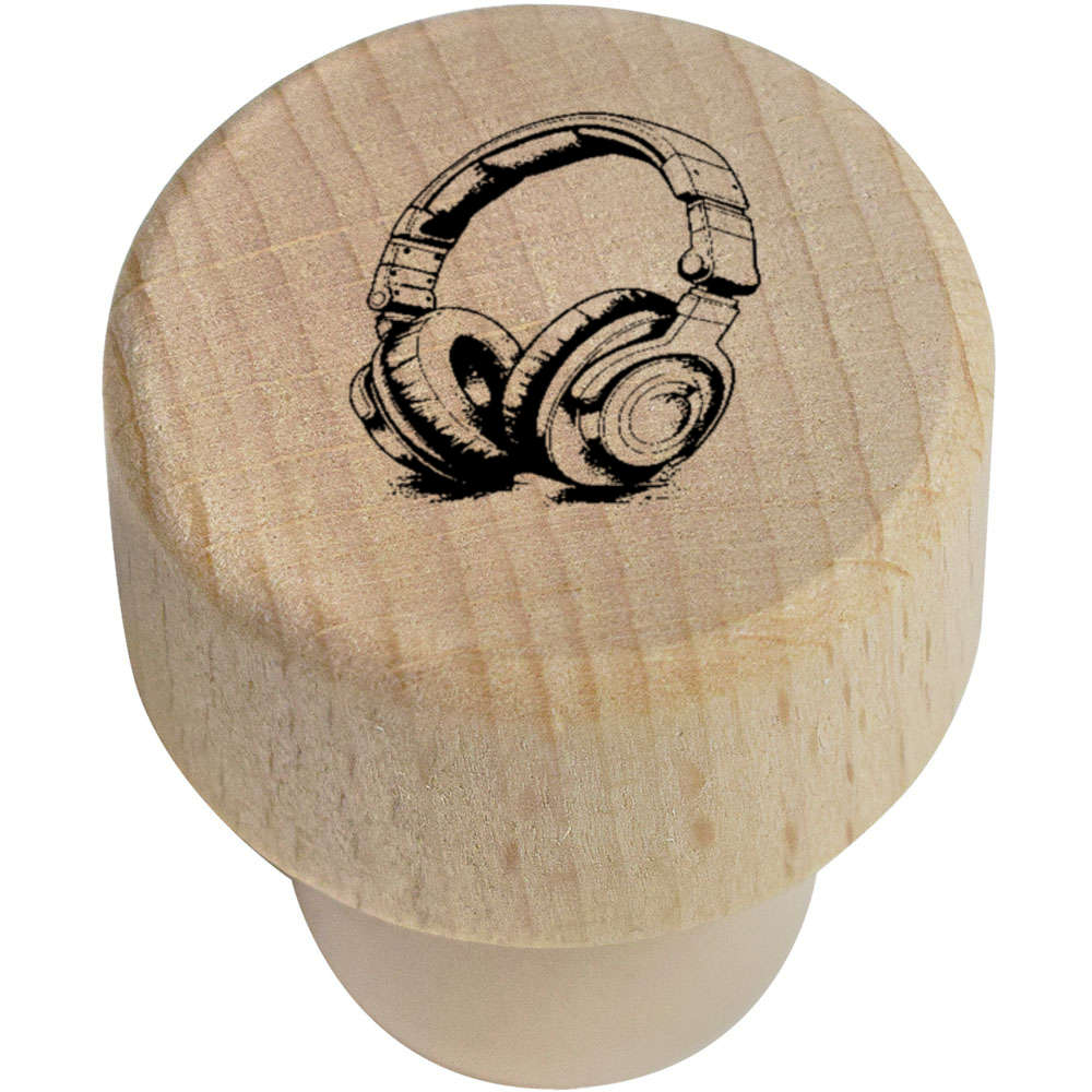 19mm 'Headphones' Wooden Bottle Stopper / Cork (BS00026227)