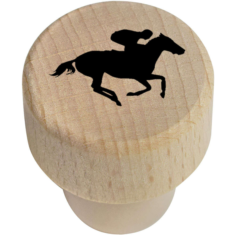 'Race Horse' Wooden Bottle Stopper / Cork - 19mm - Reusable Wooden Wine Sealer / Cork for Kitchens, Bars and Bottle Gifts (BS00026317)