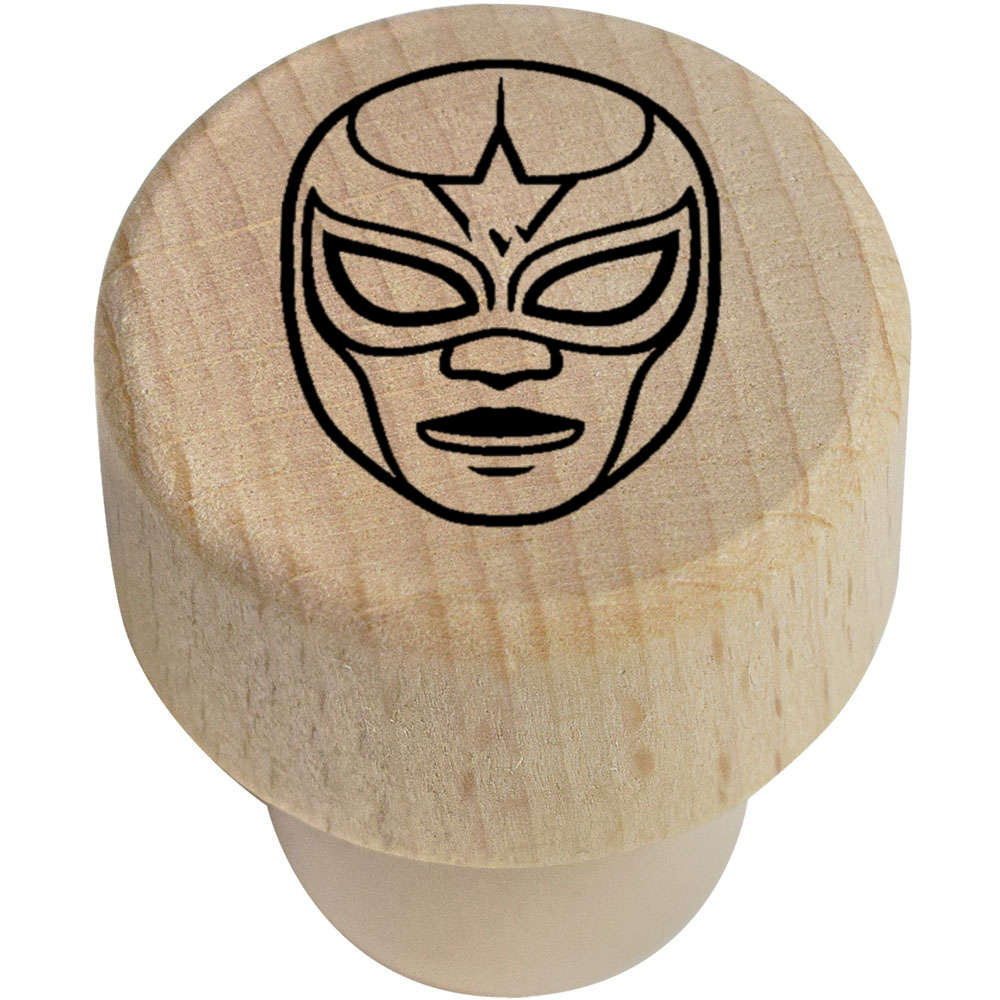 19mm 'Lucha Libre Mask' Wooden Bottle Stopper / Cork (BS00027546)