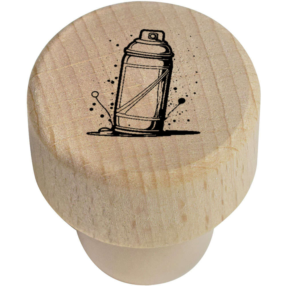 'Spray Paint Can' Wooden Bottle Stopper / Cork - 19mm - Reusable Wooden Wine Sealer / Cork for Kitchens, Bars and Bottle Gifts (BS00027588)