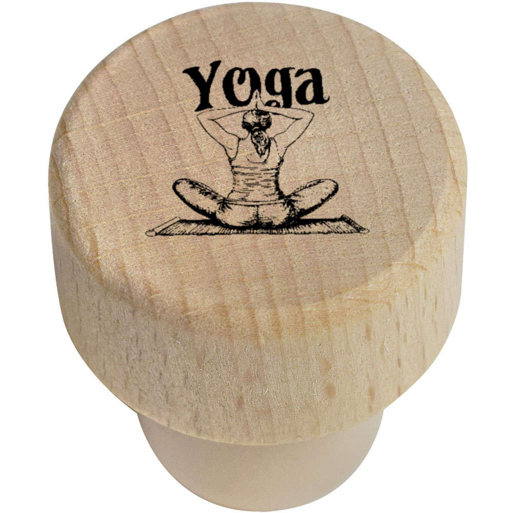 19mm 'Yoga with Yogi' Wooden Bottle Stopper / Cork (BS00028050)