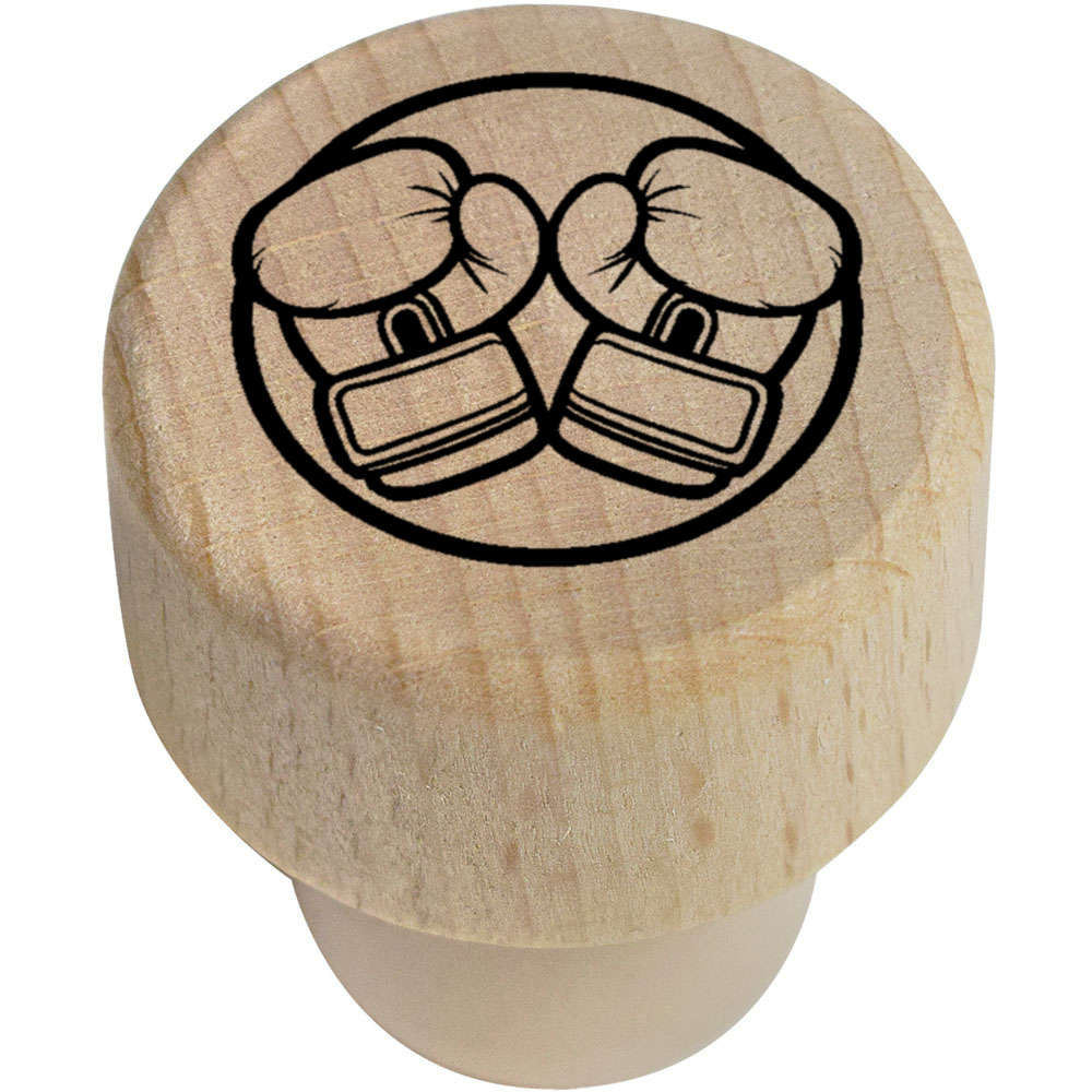 19mm 'Boxing Gloves in Circle ' Wooden Bottle Stopper / Cork (BS00028118)