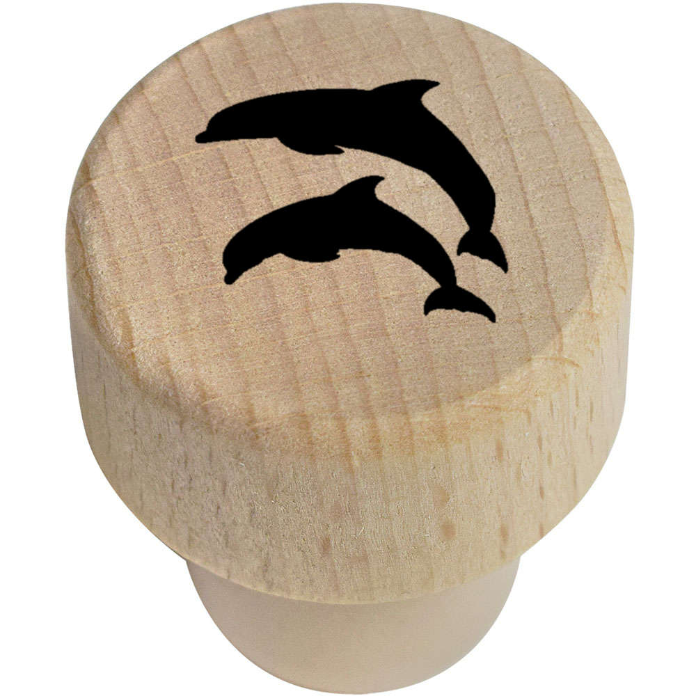 19mm 'Dolphins Silhouette' Wooden Bottle Stopper / Cork (BS00028449)