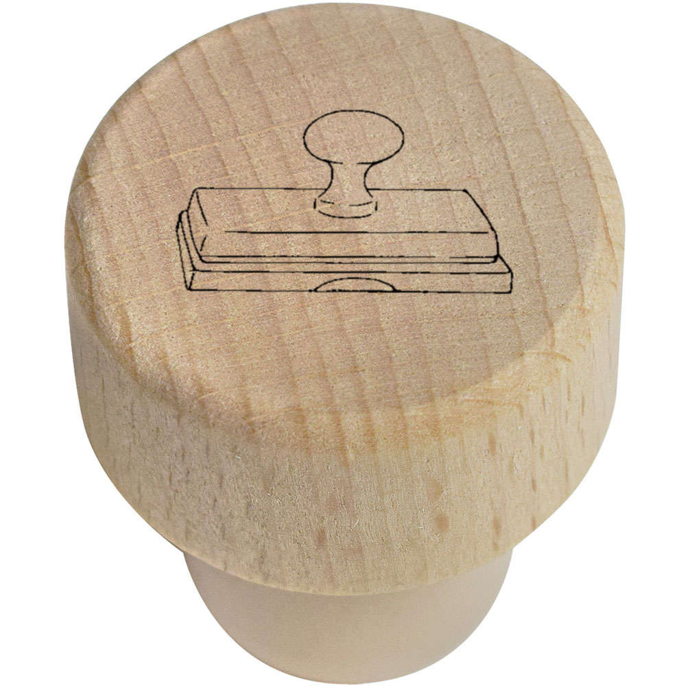 19mm 'Stamp on Ink Pad' Wooden Bottle Stopper / Cork (BS00028863)