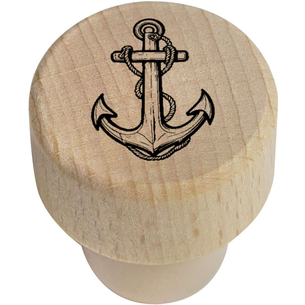 19mm 'Rope & Anchor' Wooden Bottle Stopper / Cork (BS00029071)