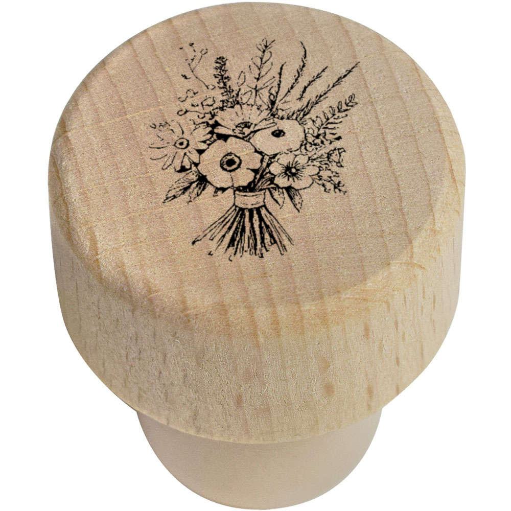 19mm 'Tied Flower Bouquet' Wooden Bottle Stopper / Cork (BS00029404)
