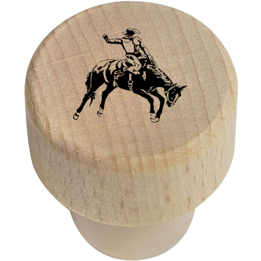 19mm 'Rodeo Cowboy' Wooden Bottle Stopper / Cork (BS00029585)