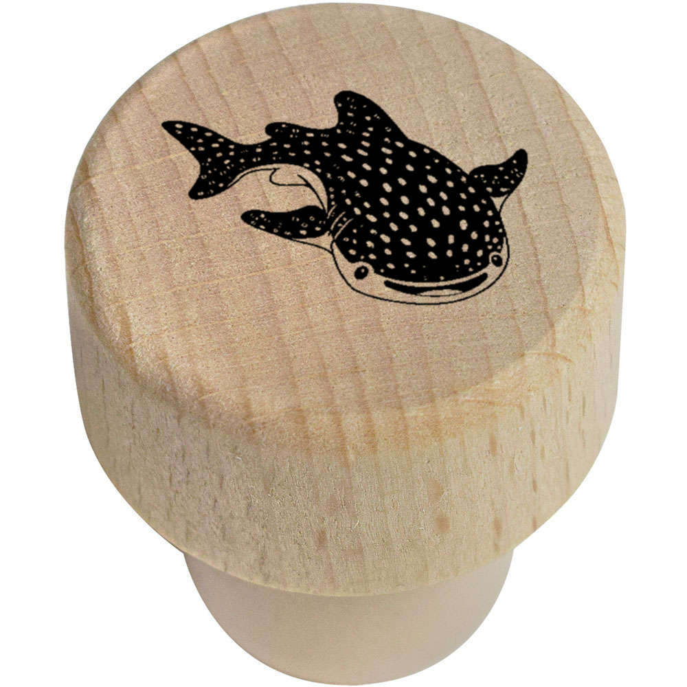 19mm 'Cute Whale Shark' Wooden Bottle Stopper / Cork (BS00029691)