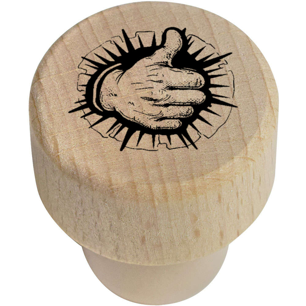19mm 'Thumbs Up' Wooden Bottle Stopper / Cork (BS00029741)