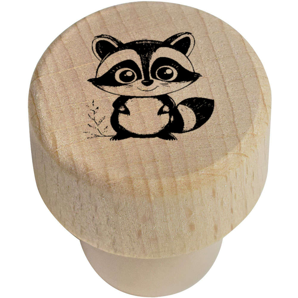 19mm 'Cute Raccoon Front View' Wooden Bottle Stopper / Cork (BS00030077)