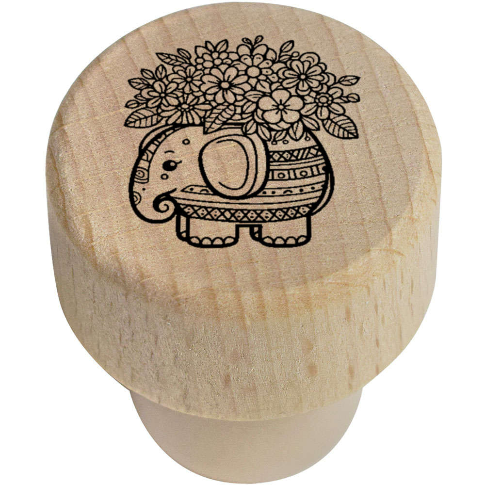 19mm 'Elephant Flower Vase' Wooden Bottle Stopper / Cork (BS00030127)