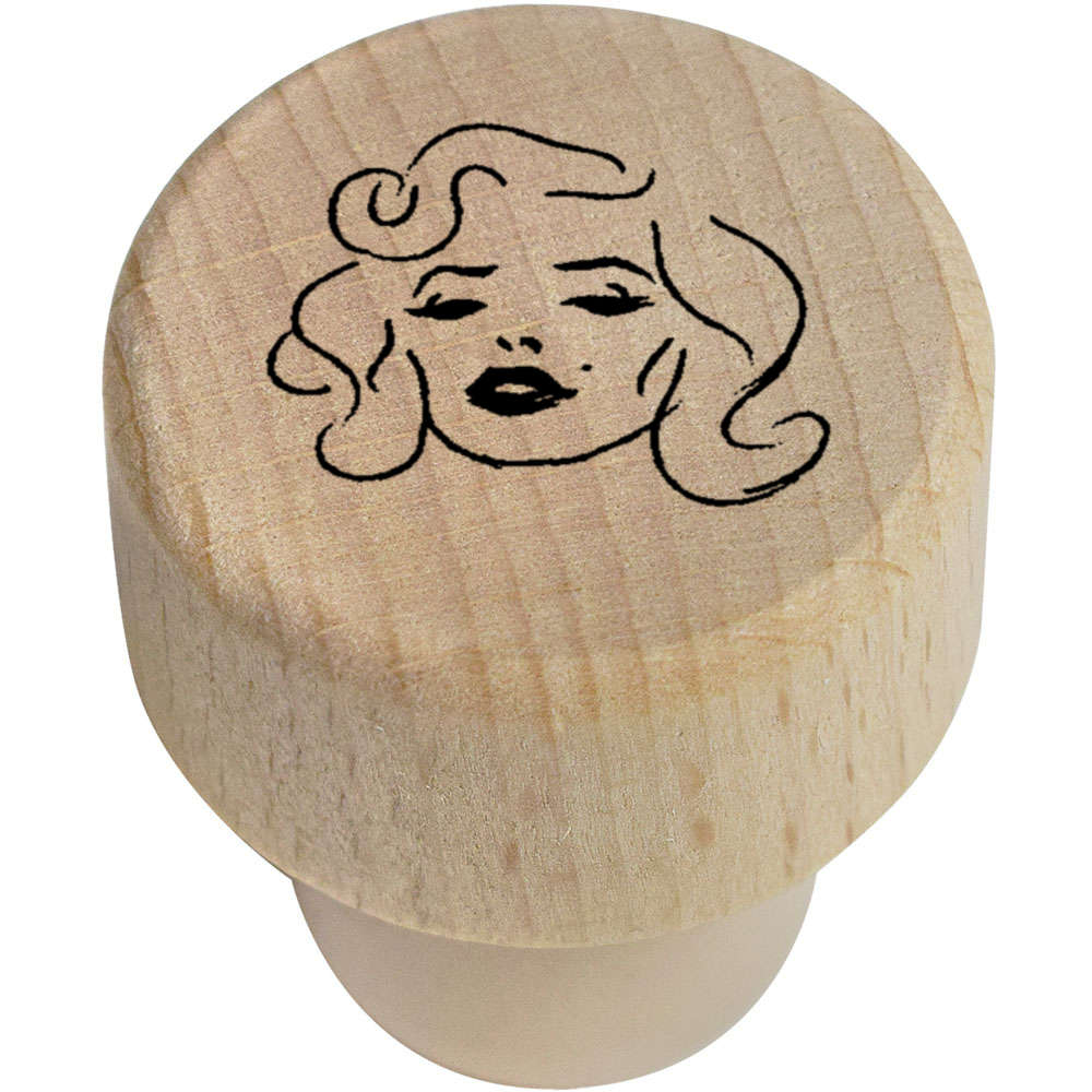 19mm 'Woman Face' Wooden Bottle Stopper / Cork (BS00030474)