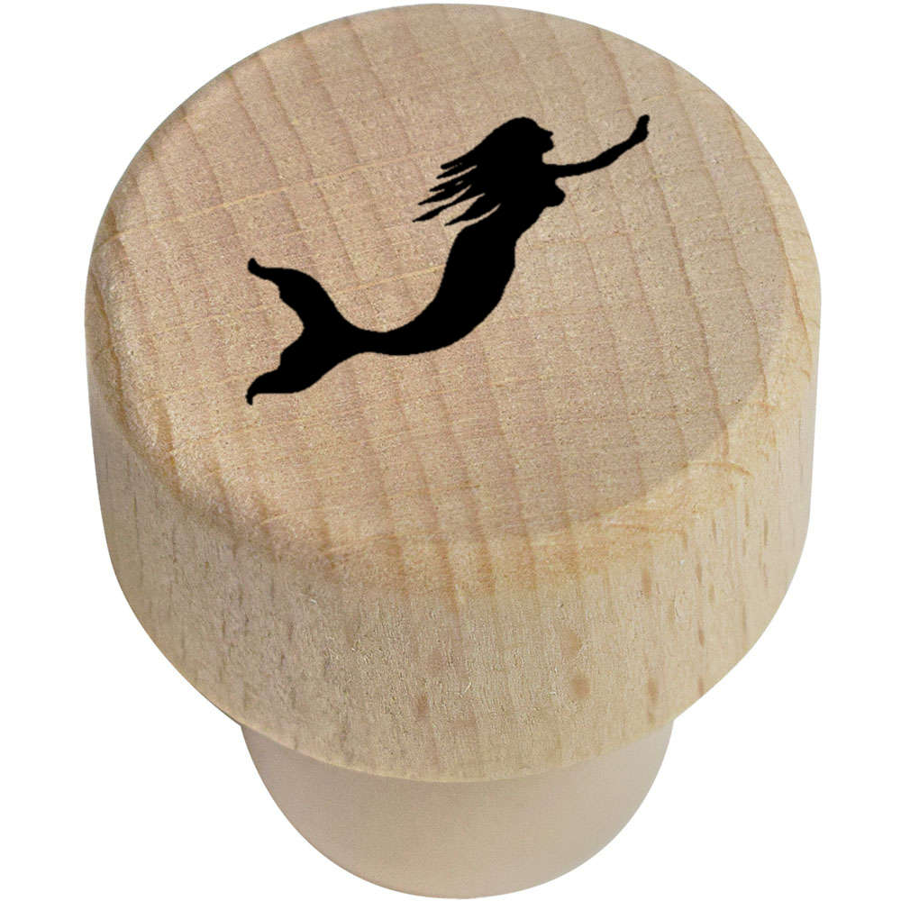 19mm 'Mermaid Silhouette' Wooden Bottle Stopper / Cork (BS00030582)