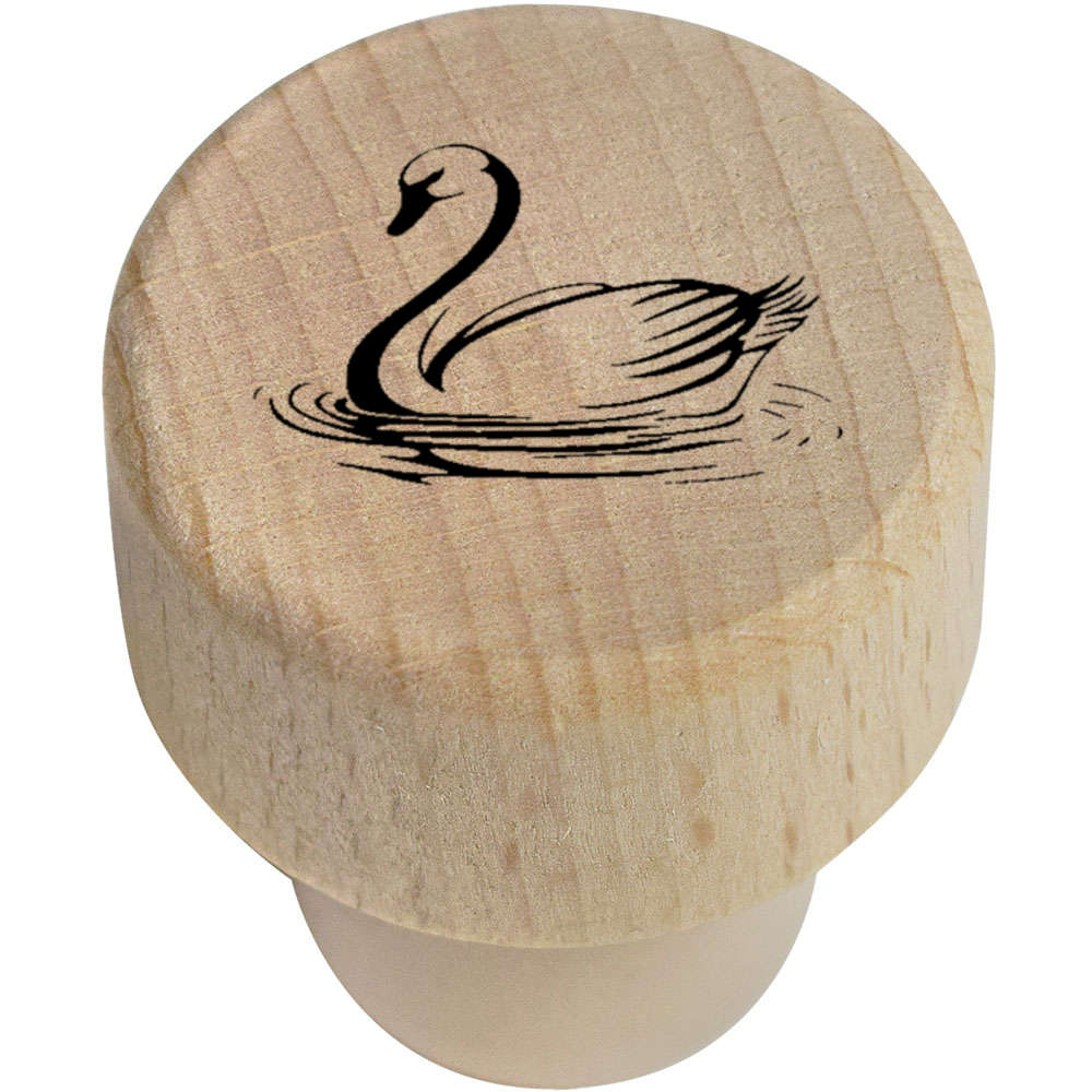 19mm 'Simple Swan' Wooden Bottle Stopper / Cork (BS00030737)
